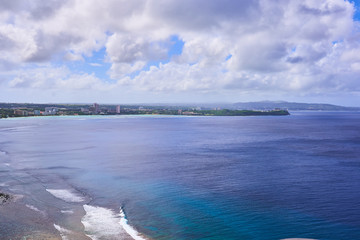 Fototapeta na wymiar The seascape of Tumon Bay, Guam, from a high view point.