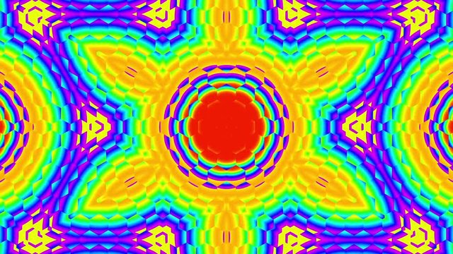 Psychedelic Hexagonal Pattern Six Axis Kaleidoscope VJ Abstract Motion Background Loop 1