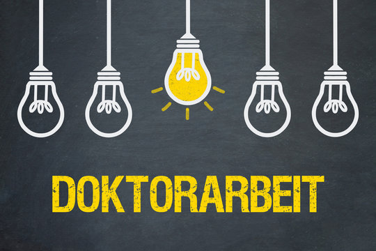 Doktorarbeit / Tafel mit Gl&uuml;hbirnen