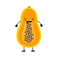 Cute cartoon papaya character vector illustration isolated on white background.