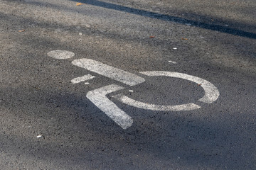 Wheelchair road mark on the ground