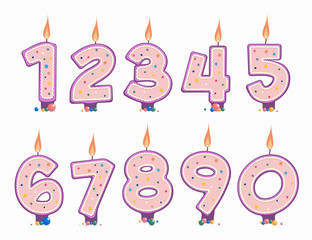 Vector burning number candles for Birthday cake