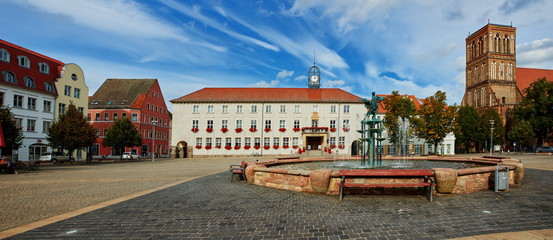 market of hanseatic city of Anklam in Germany