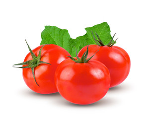 Tomato isolated full depth of field on white background