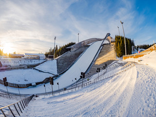 Holmenkollen ski jump in Oslo Norway - obrazy, fototapety, plakaty