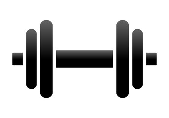 Weights symbol icon - black gradient minimalist dumbbell, isolated - vector