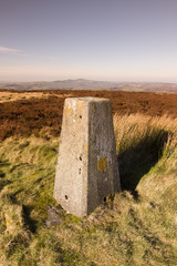 Ordnance Survey triangulation point on the summit of Cyrn y Brain North Wales UK