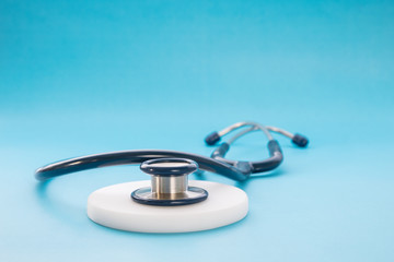 Medical concept. Stethoscope on the blue background.