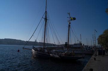 Obraz premium old ship in the harbor in Stockholm, Sweden