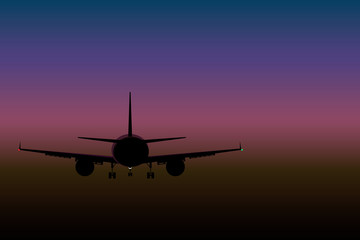 Naklejka na ściany i meble plane in the sky top view at sunset