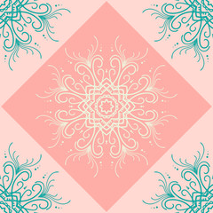 Seamless pink and blue geometric ornamental vector pattern