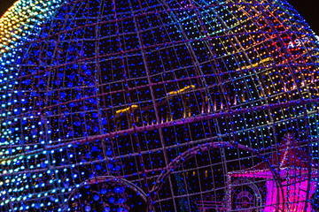 Christmas lights. Christmas background with lights. Blur Christmas lights. low depth of focus. City Lights. Blured Christmas light background. light bokeh background. glowing colorful light