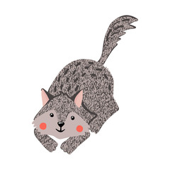 Cute hand drawn little wolf isolated on white.