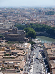 Saint Peter's Square in Vatican and aerial view of Rome