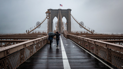 Rain on Brooklyn Bridge
