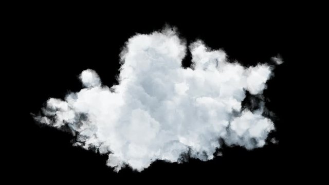 Isolated cloud on transparent background, seamless animation loop, ready of compositing