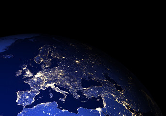 The Earth from space at night. Europe. Elements of this image furnished by NASA. © marcel