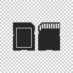 SD card icon isolated on transparent background. Memory card. Adapter icon. Flat design. Vector Illustration