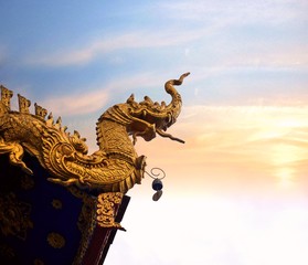 Fototapeta premium Thailand temple art. Nagas in Buddhist Temple.