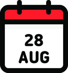 28. August - Calendar Icon - Vector Illustration - Vector