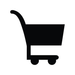 A black and white silhouette vector of a shopping trolley