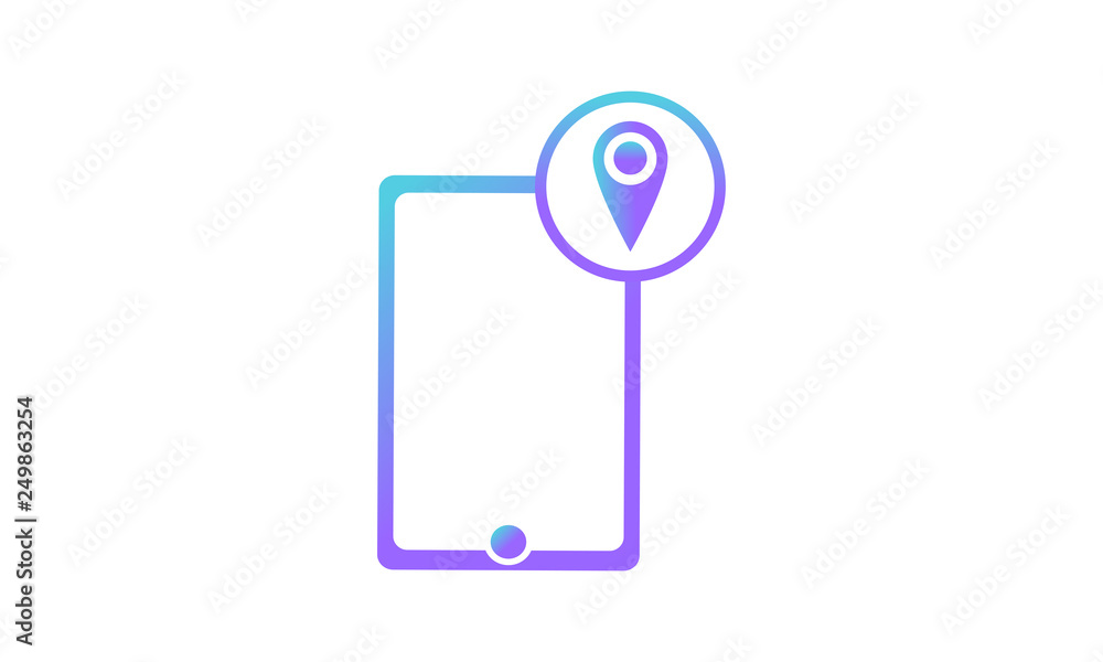 Poster vector icon. mobile phone and location pin icon concept. modern gradient style