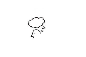 abstract picasso style man with thought bubble
