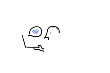 man with notebook that shows a wlan sign