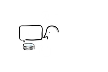man talking with a voice interface device. Amazon Echo Dot. Alexa