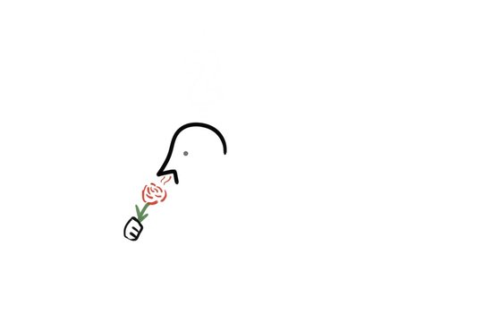 abstract person sniffeling on a flower 
