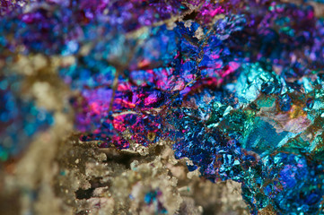 Beautiful texture of natural crystals. Mineral its blurred natural background. Colorful Beautiful background. Macro.