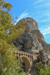 Desfiladero de los Gaitanes (Gaitanes Ravine) in Andalusia, Spain covering 2,016 hectares and granted Natural Site status in 1989, runs through the Sierra de Huma and the Sierra de Pizarra 