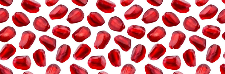 Pomegranate seeds seamless pattern, isolated on white background