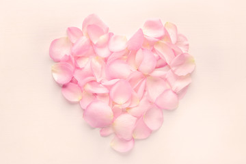 Heart of rose flower petals