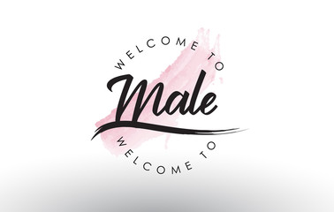 Male Welcome to Text with Watercolor Pink Brush Stroke