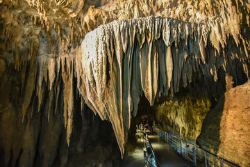 Gyokusendo Stalactite cave in Okinawa island, Japan. The cave was formed approximately 300,000 years ago and has 5000 meter long.