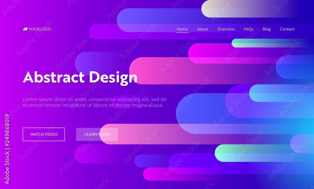 Poster pink gradient abstract background geometric horizontal drop shape landing page