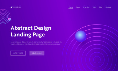 Purple Abstract Geometric Circle Line Shape Landing Page Background. Futuristic Digital Motion Gradient Pattern. Trendy Bright Color Element for Website Web Page. Flat Cartoon Vector Illustration
