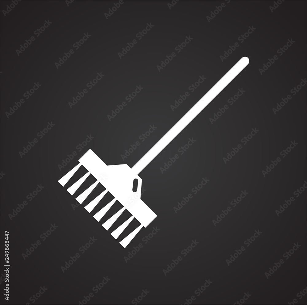 Poster cleaning broom icon on black background for graphic and web design, modern simple vector sign. inter