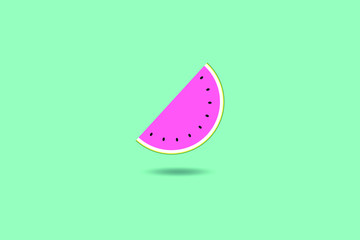 Watermelon slice pattern on pastel color background - Vector.