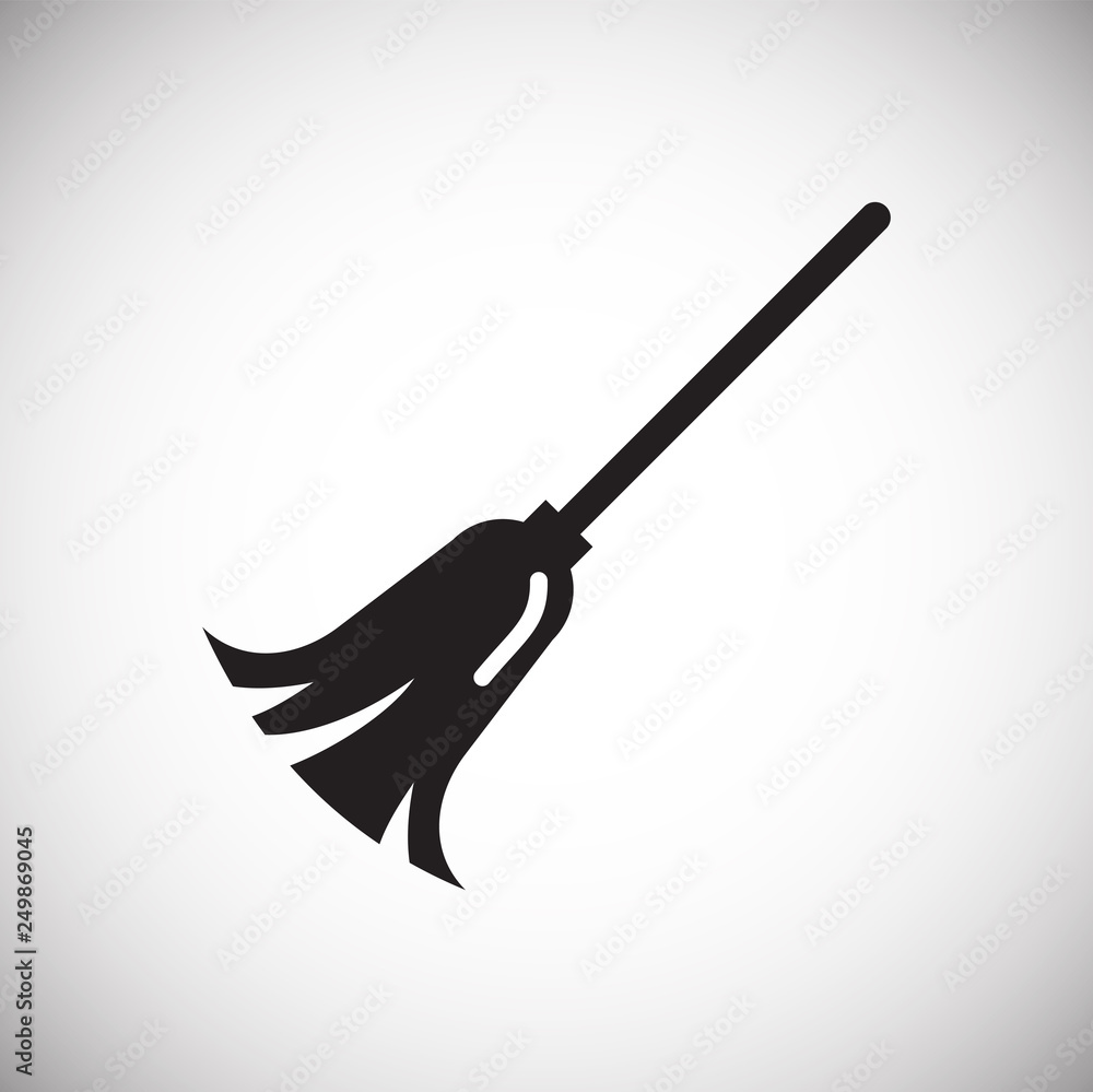 Poster cleaning broom icon on white background for graphic and web design, modern simple vector sign. inter