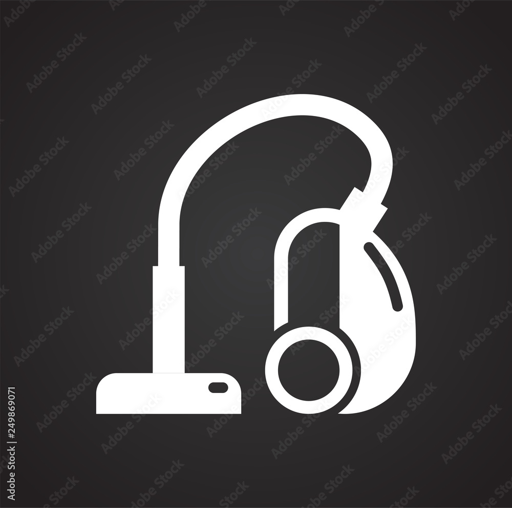Poster vacuum cleaner icon on black background for graphic and web design, modern simple vector sign. inter