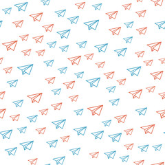 Paper origami airplane. Messege concept. Seamless vector EPS 10 pattern
