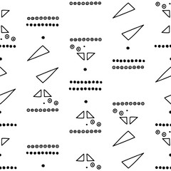 Seamless vector geometrical pattern with hand drawn decorative elements Graphic abstract design, drawing illustration. Print for fabric, textil, wallpaper, wrapping packaging Line drawing Doddle style