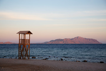 Lifeguard station on the beach, Sharm el Sheikh, Sinai, Egypt