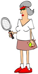 Old stylish woman wearing a tennis outfit