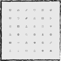 web simple linear icons set