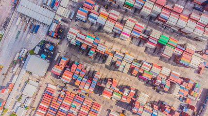 Logistics and transportation of Container Cargo ship and Cargo import/export and business logistics,Aerial view from drone