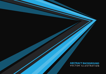 Abstract blue speed arrow direction on black design modern futuristic background vector illustration. - obrazy, fototapety, plakaty