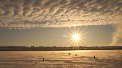 winter sunset over the river